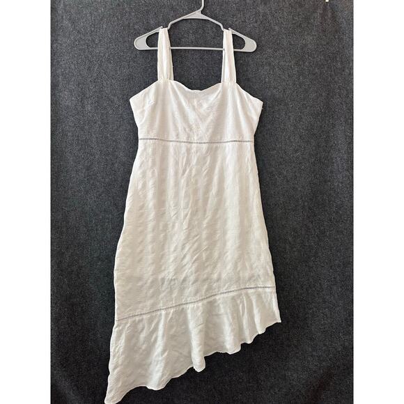 NWT Gilli White Asymmetrical Dress L Eyelet Ruffle Beachy Coastal - Picture 1 of 12